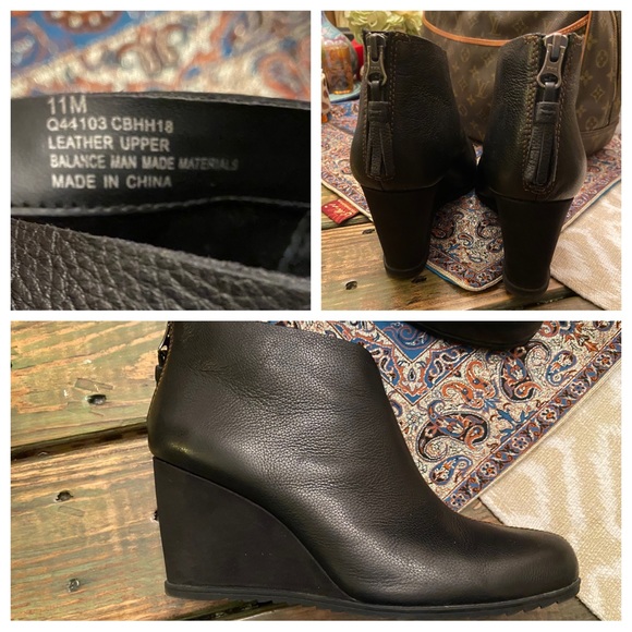 KorkEase Shoes Kork Ease Korks Haldor Black Leather Wedge Bootie